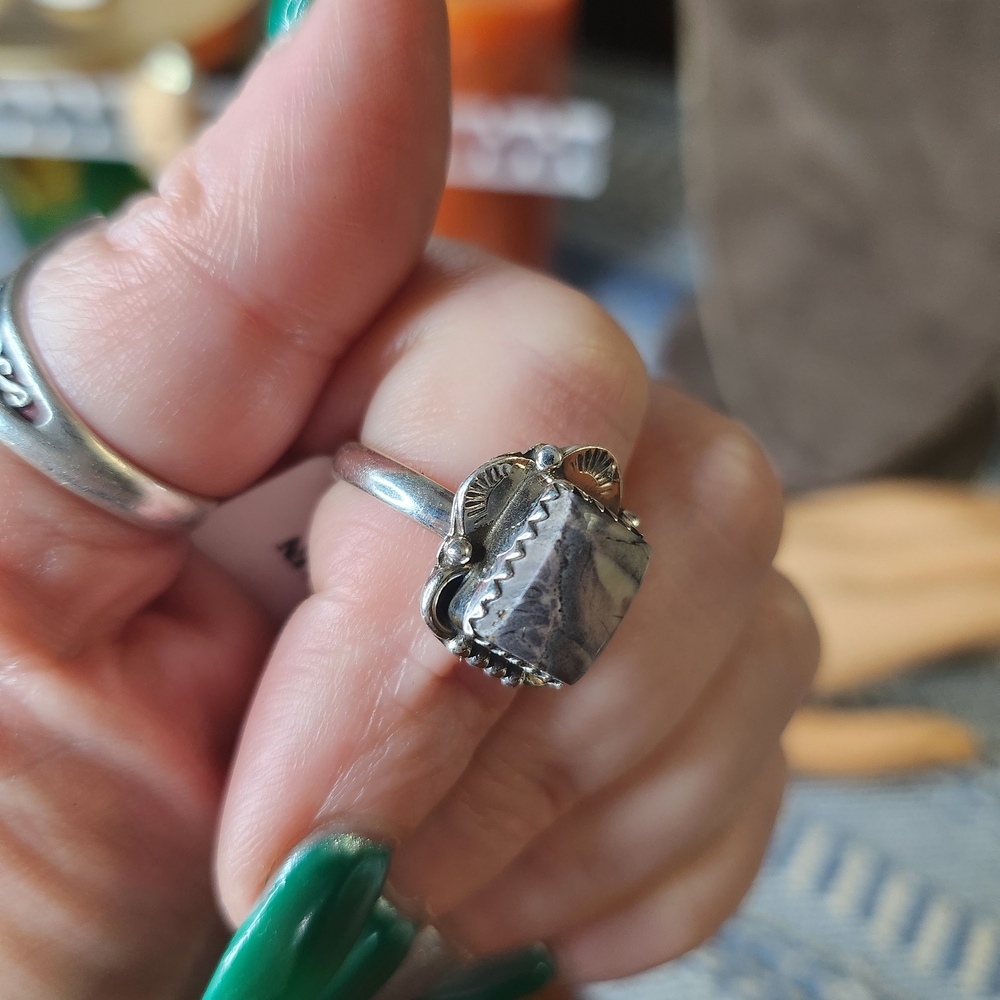 Porcelain Jasper Sterling Silver Ring | 925 Statement Stone | Boho Artisan - Picture 12 of 14